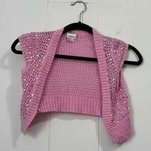 Y2K Xhilaration Girls Pink Sequin Knitted Shrug Small